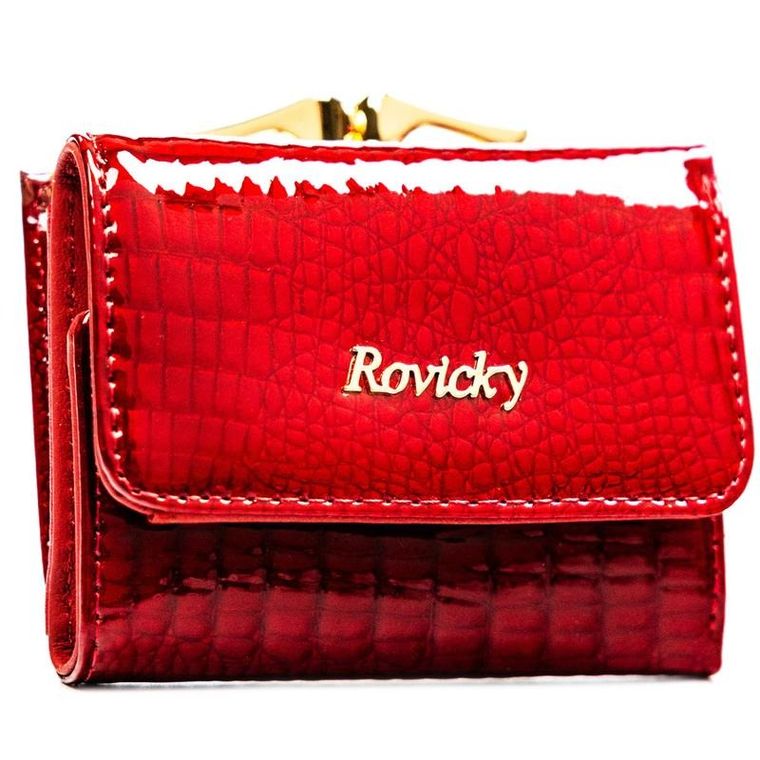 Portfel, czerwony, skórzany, RFID, Rovicky
