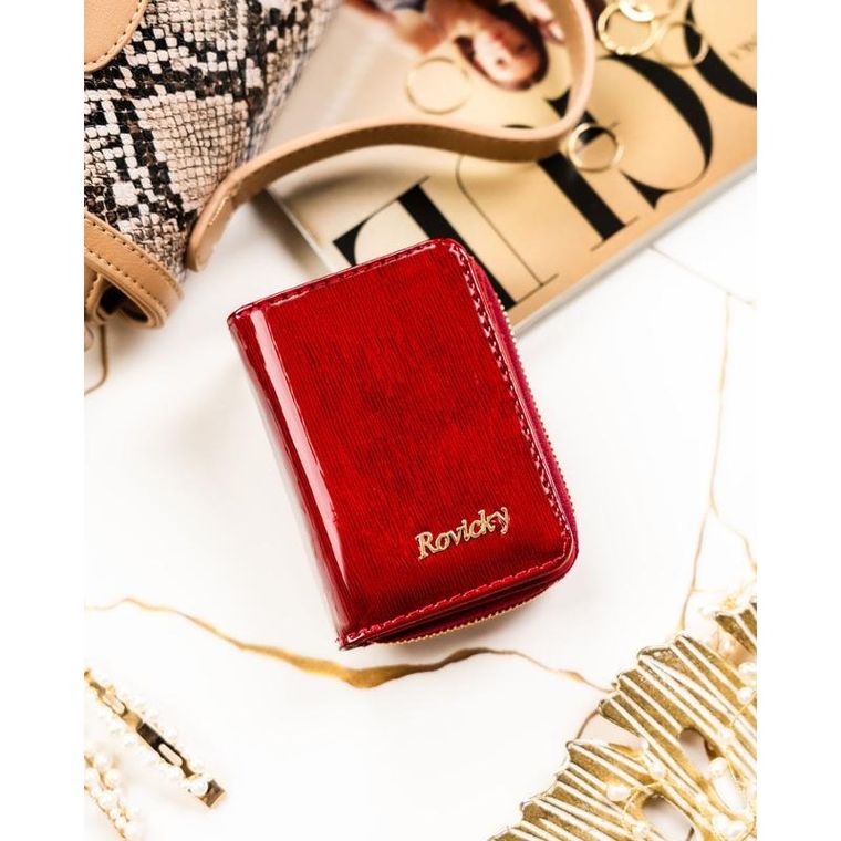 Portfel, czerwony, skórzany, RFID, Rovicky