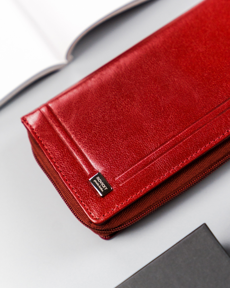 Portfel, czerwony, skórzany, Rovicky