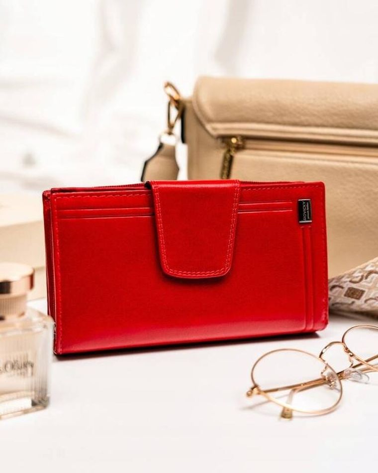 Portfel, czerwony, skórzany, Rovicky