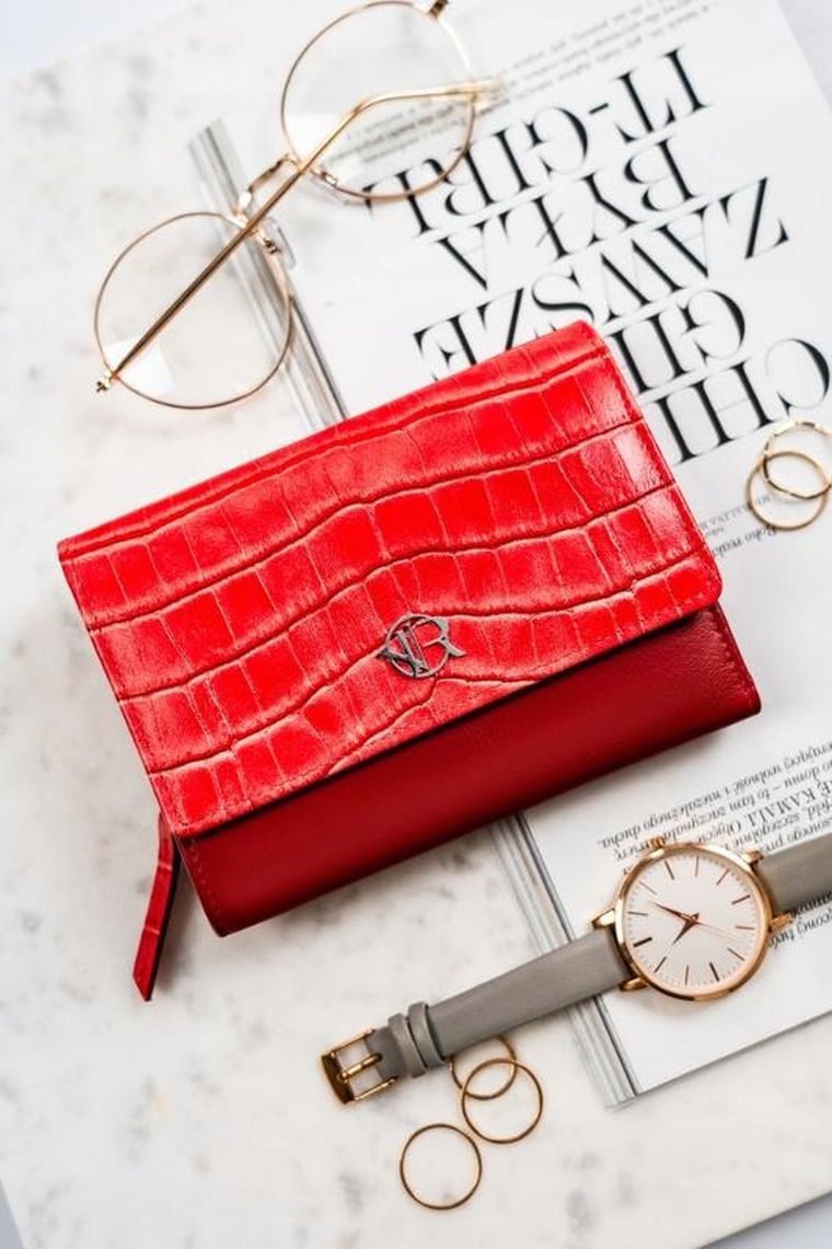 Portfel, czerwony, skórzany, Rovicky