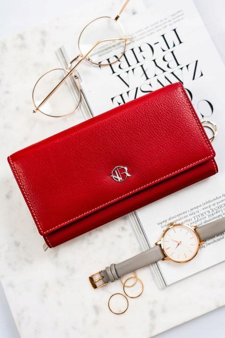 Portfel, czerwony, skórzany, Rovicky