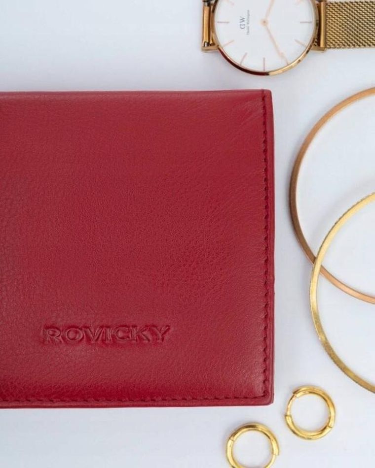 Portfel, czerwony, skórzany, Rovicky