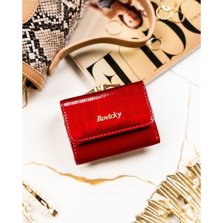 Portfel, czerwony, skórzany, Rovicky