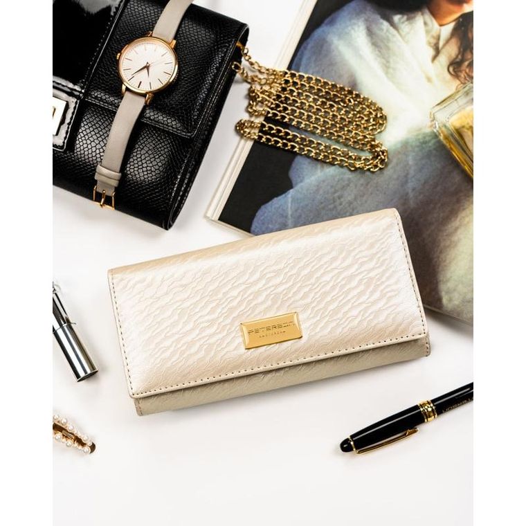 Portfel, ecru, RFID, Peterson