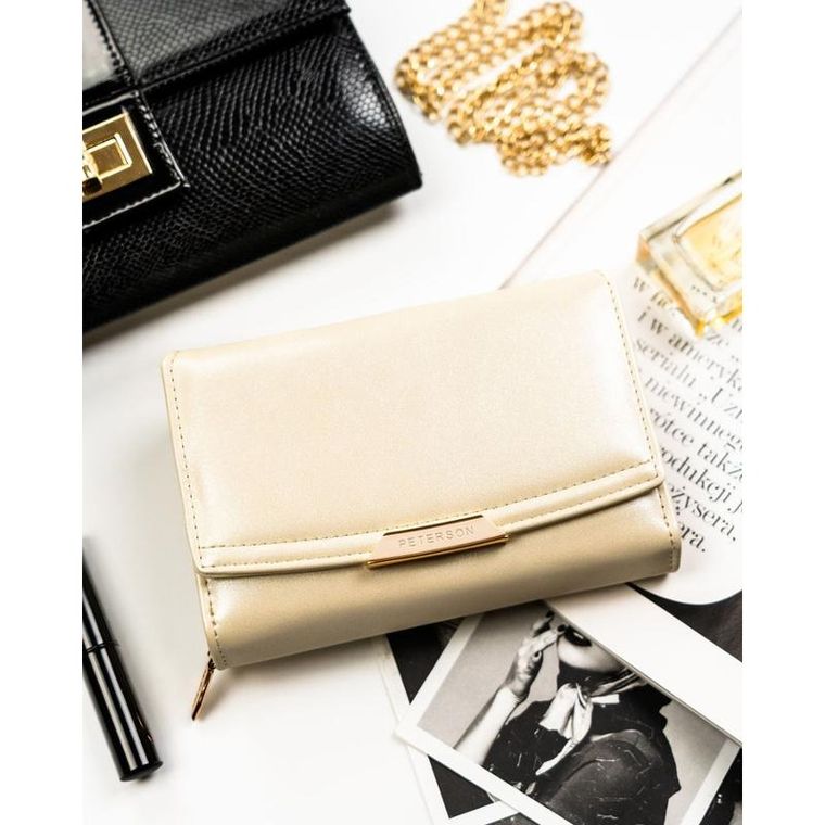 Portfel, ecru, skóra ekologiczna, RFID, Peterson