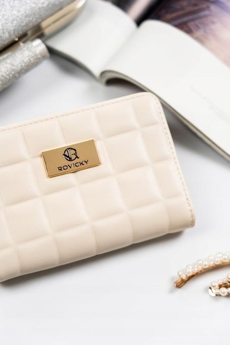 Portfel, ecru, skóra ekologiczna, Rovicky