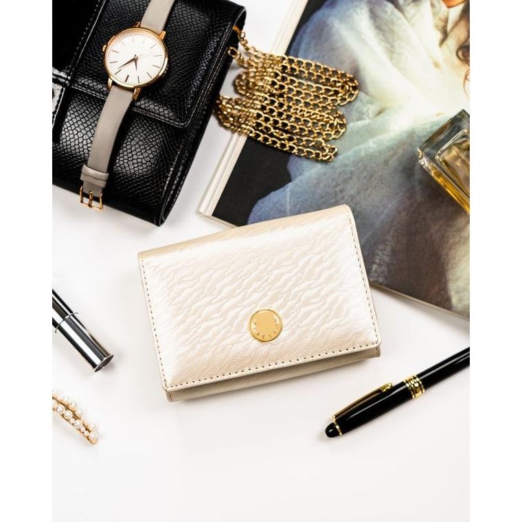 Portfel, ecru, skóra naturalna i ekologiczna, Peterson