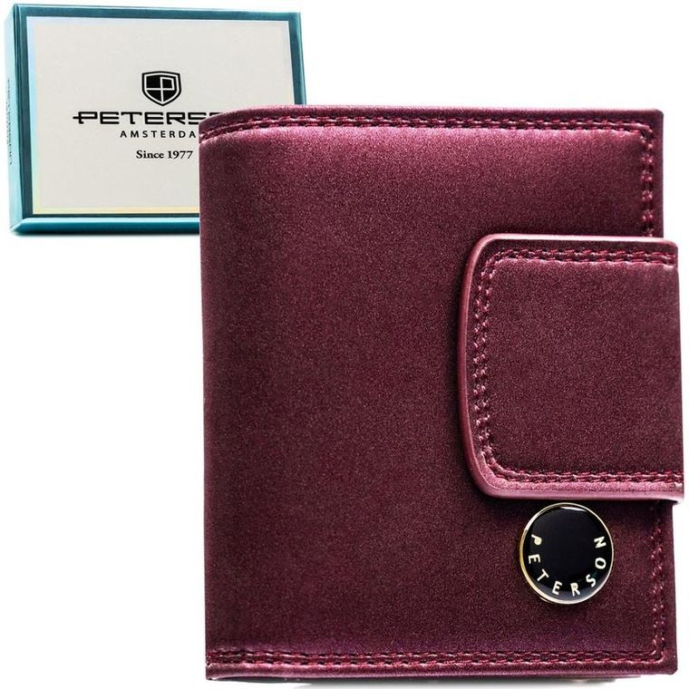 Portfel, fioletowy, skóra naturalna i ekologiczna, Peterson