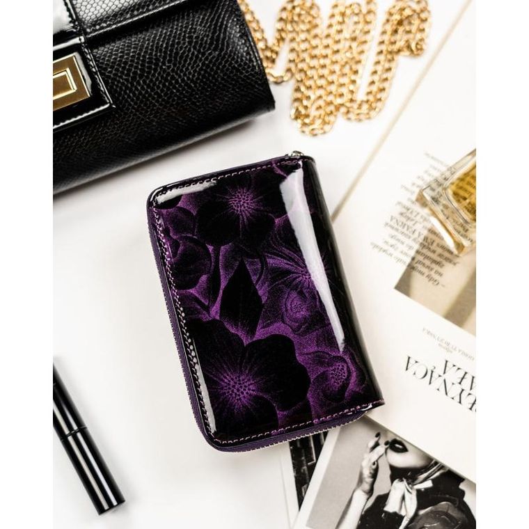 Portfel, fioletowy, skóra naturalna i ekologiczna, Peterson