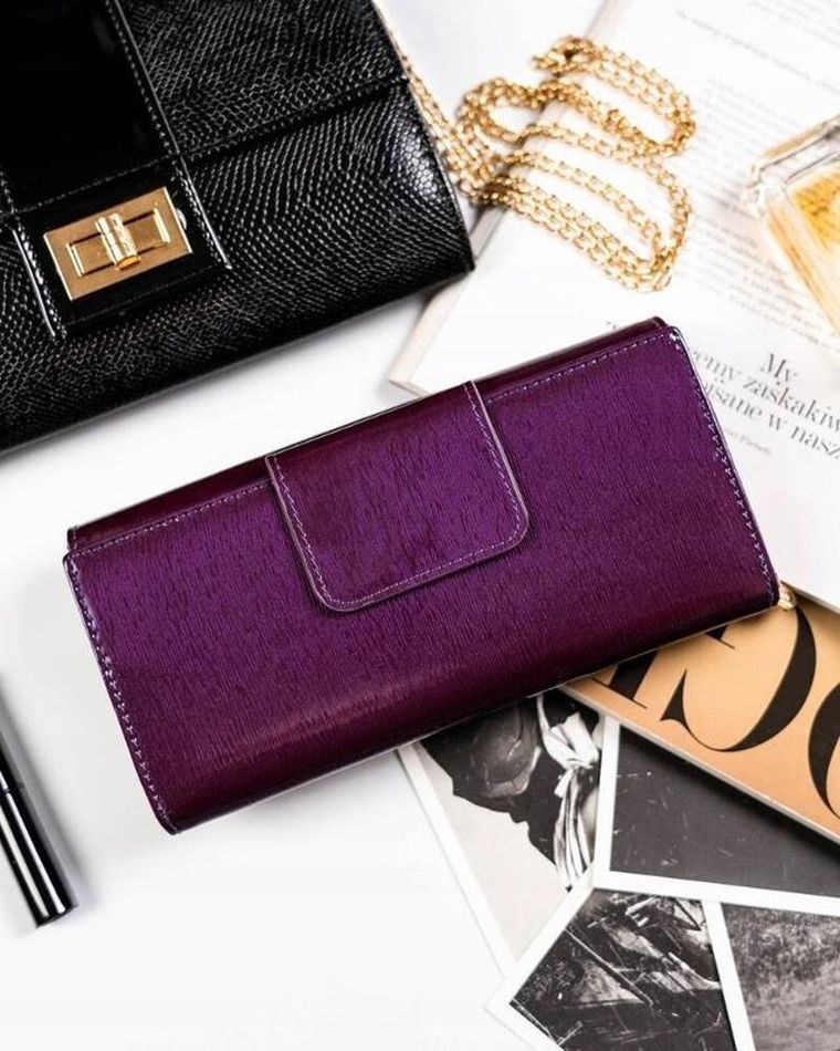 Portfel, fioletowy, skórzany, RFID, Peterson