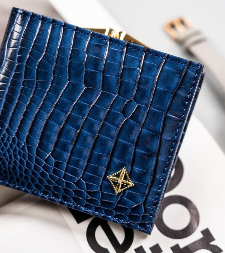 Portfel, granatowy, skóra ekologiczna, Milano Design