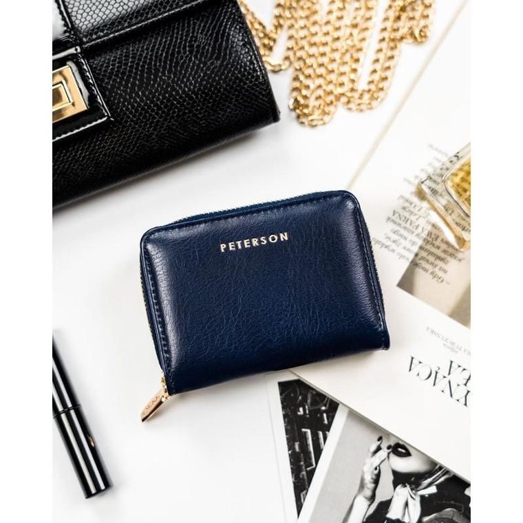 Portfel, granatowy, skóra ekologiczna, Peterson