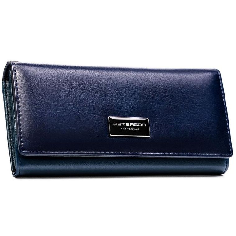 Portfel, granatowy, skóra ekologiczna, Peterson