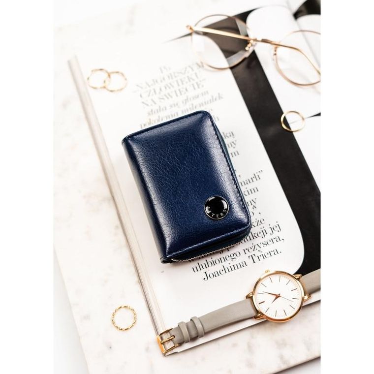 Portfel, granatowy, skóra ekologiczna, Peterson