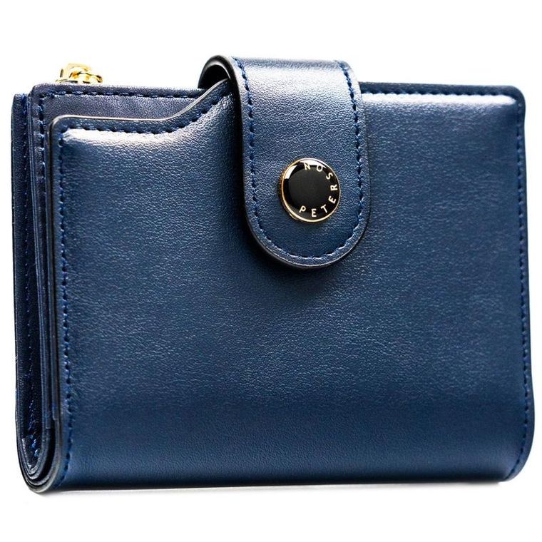 Portfel, granatowy, skóra ekologiczna, RFID, Peterson