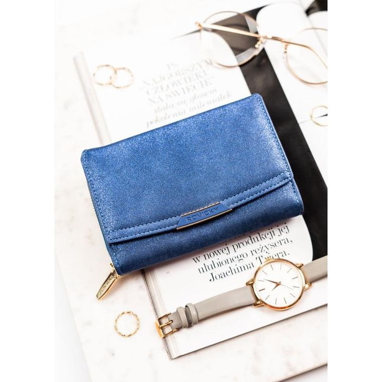 Portfel, granatowy, skóra ekologiczna, RFID, Rovicky