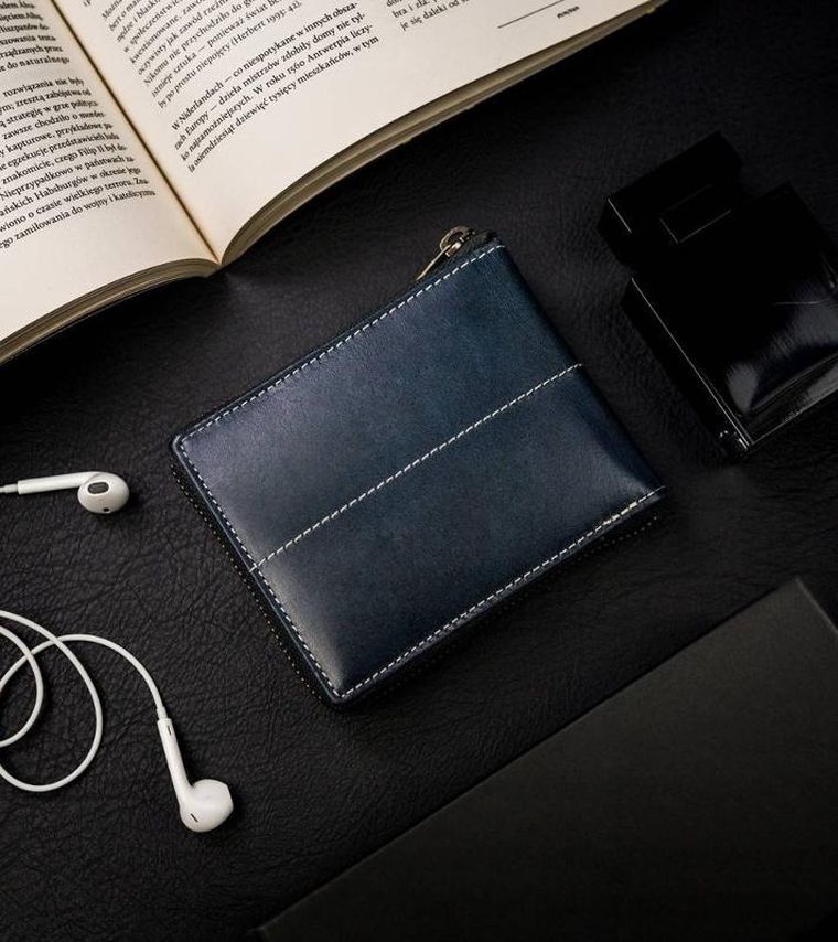 Portfel, granatowy, skórzany, Always Wild