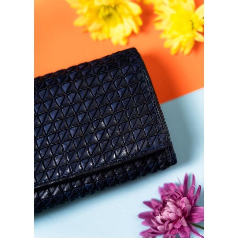 Portfel, granatowy, skórzany, RFID, Rovicky