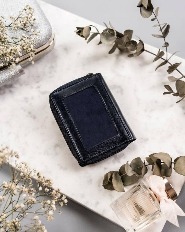 Portfel, granatowy, skórzany, Rovicky