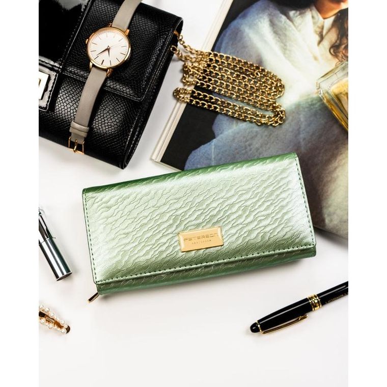 Portfel, jasnozielony, skórzany, Peterson