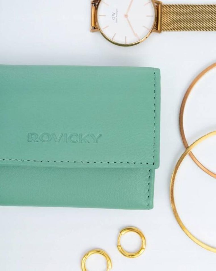 Portfel, jasnozielony, skórzany, Rovicky