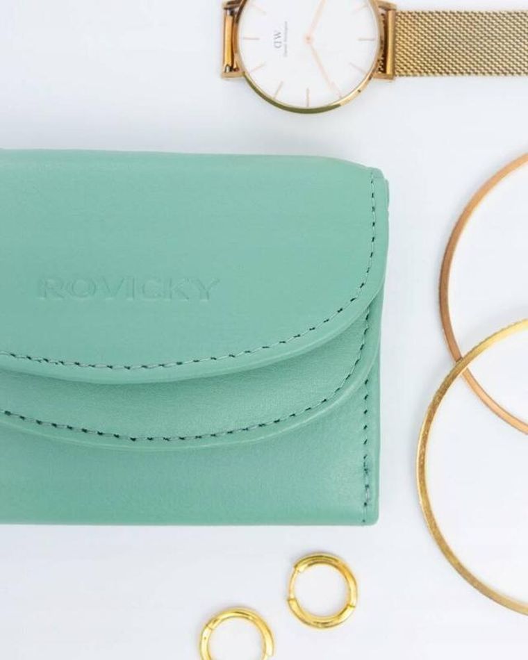 Portfel, jasnozielony, skórzany, Rovicky