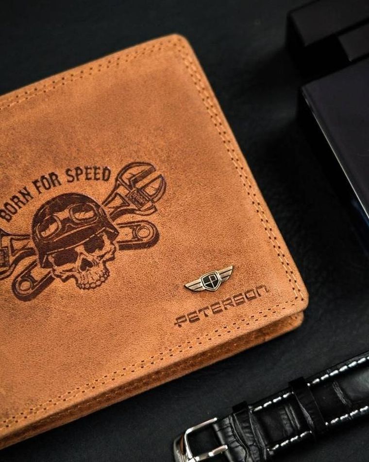 Portfel męski bez zapięcia ze skóry nubukowej, Peterson