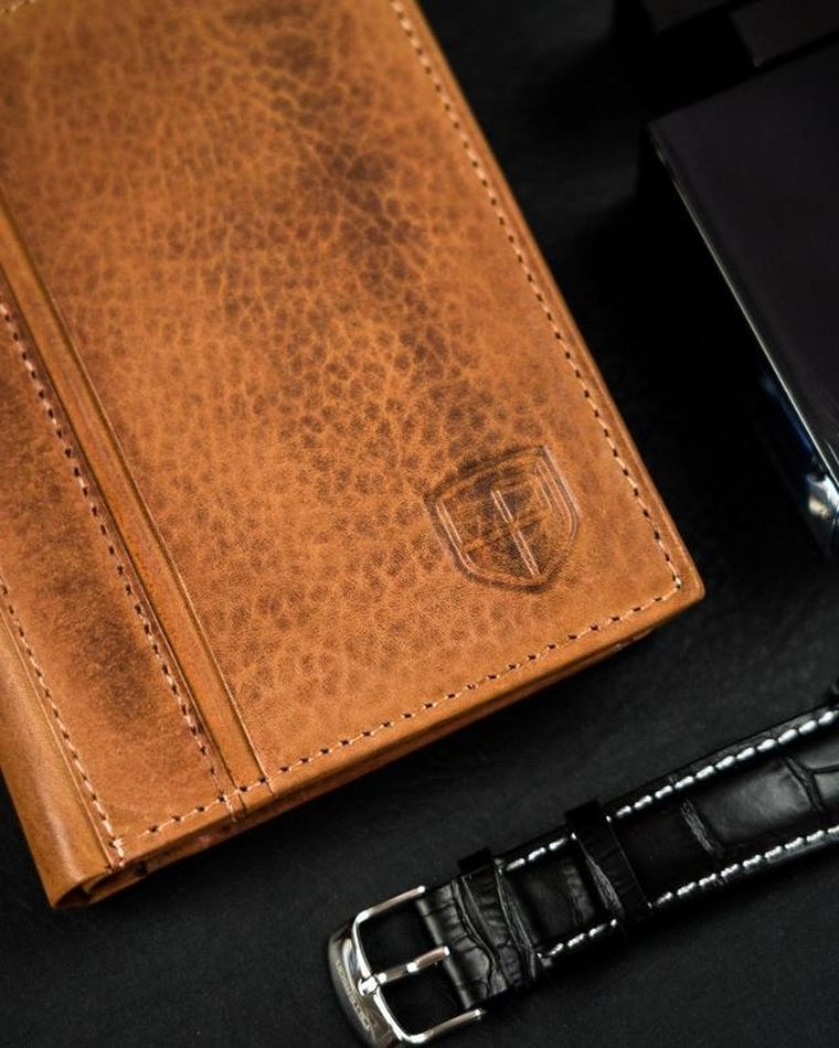 Portfel męski z cieniowanej skóry naturalnej, Peterson