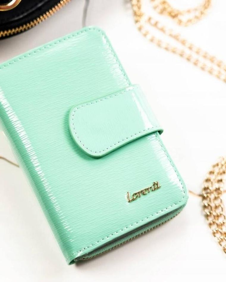 Portfel, miętowy, skórzany, Lorenti