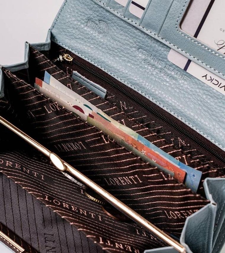 Portfel, miętowy, skórzany, Lorenti