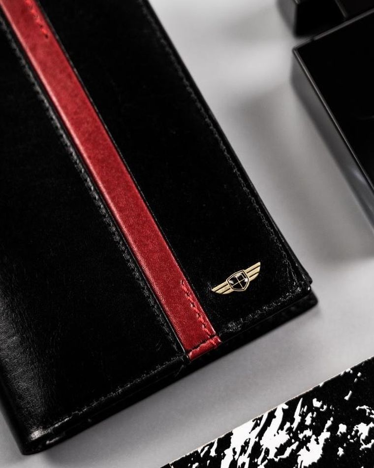 Portfel na karty, czarny, skórzany, RFID, Peterson