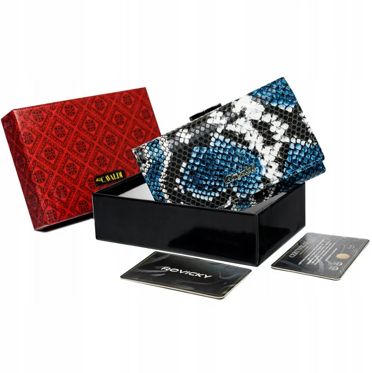 Portfel, niebieski, skóra naturalna i ekologiczna, 4U Cavaldi