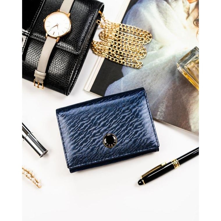 Portfel, niebieski, skóra naturalna i ekologiczna, Peterson