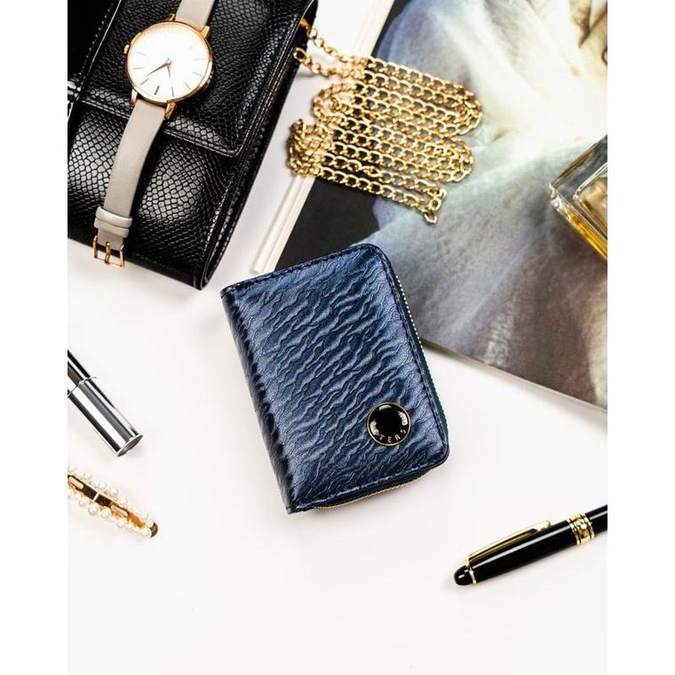 Portfel, niebieski, skóra naturalna i ekologiczna, Peterson