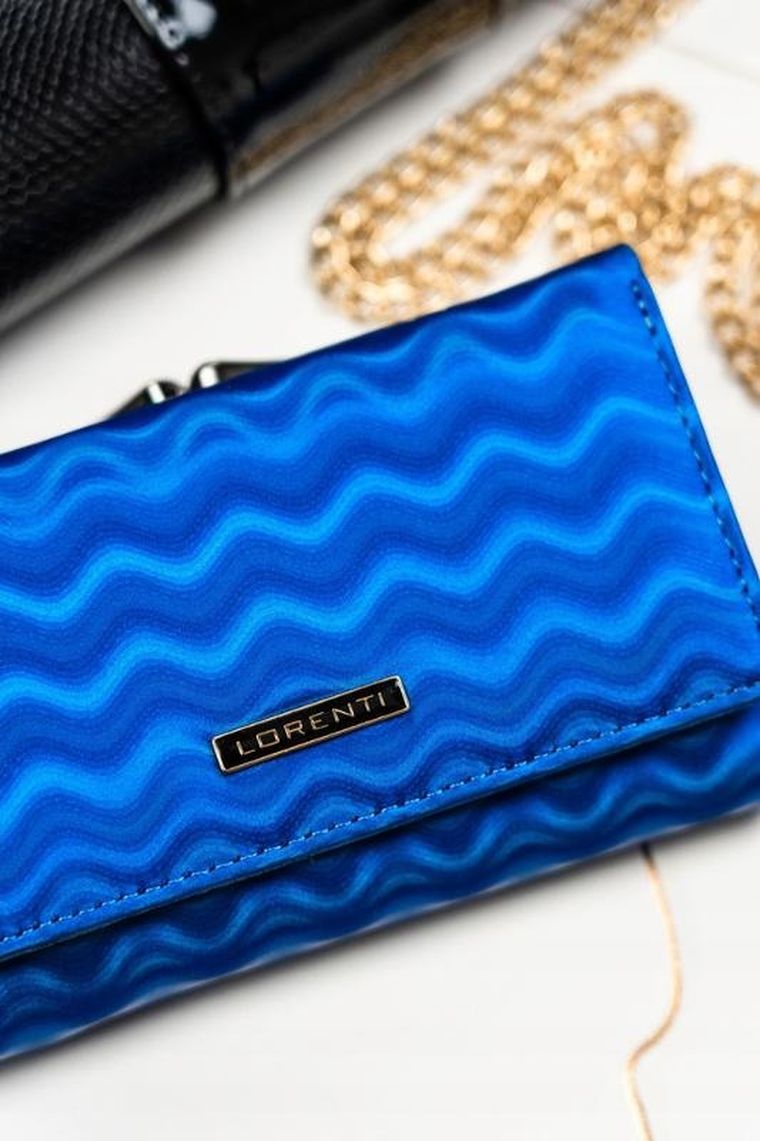 Portfel, niebieski, skórzany, Lorenti