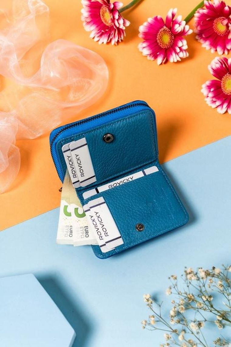 Portfel, niebieski, skórzany, Lorenti