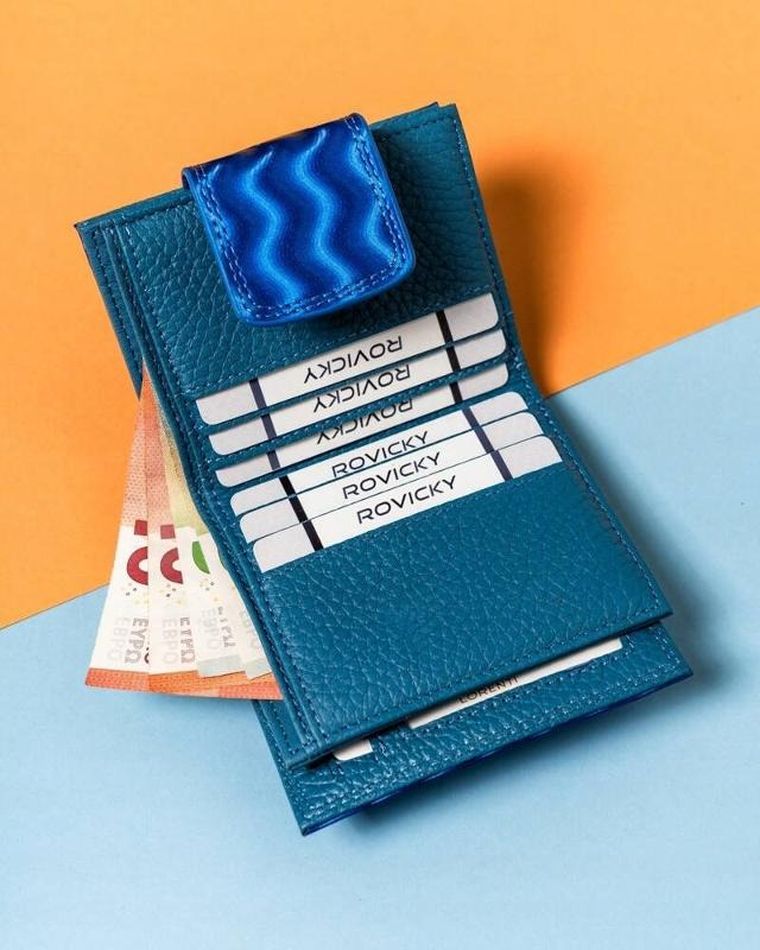 Portfel, niebieski, skórzany, Lorenti