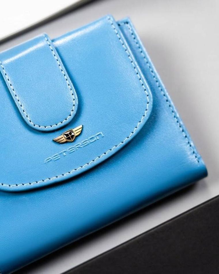 Portfel, niebieski, skórzany, Peterson