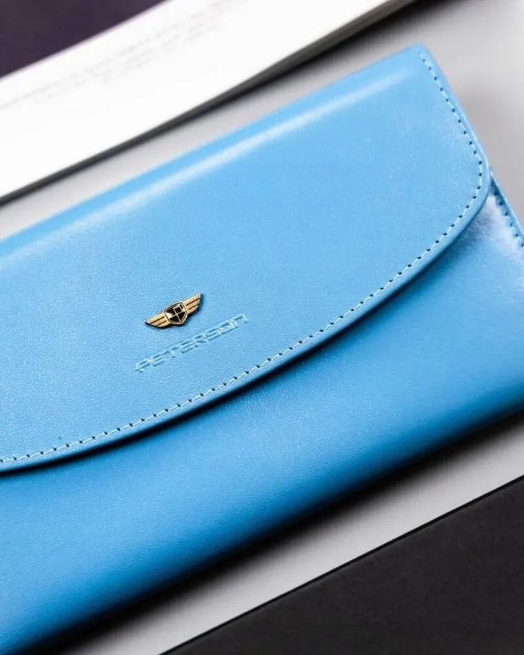 Portfel, niebieski, skórzany, Peterson