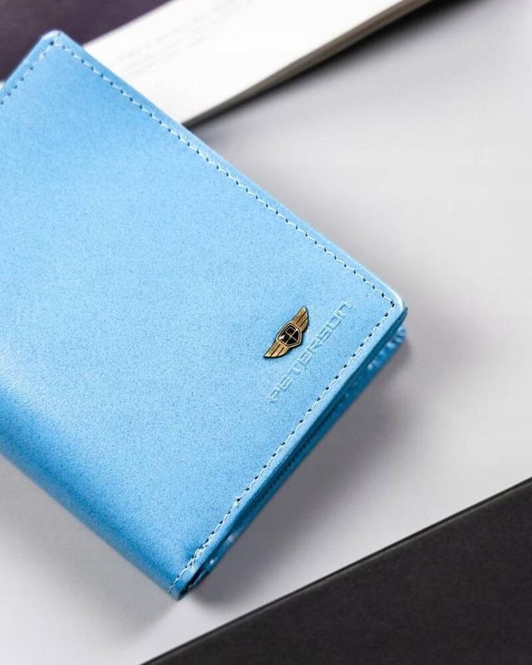 Portfel, niebieski, skórzany, Peterson