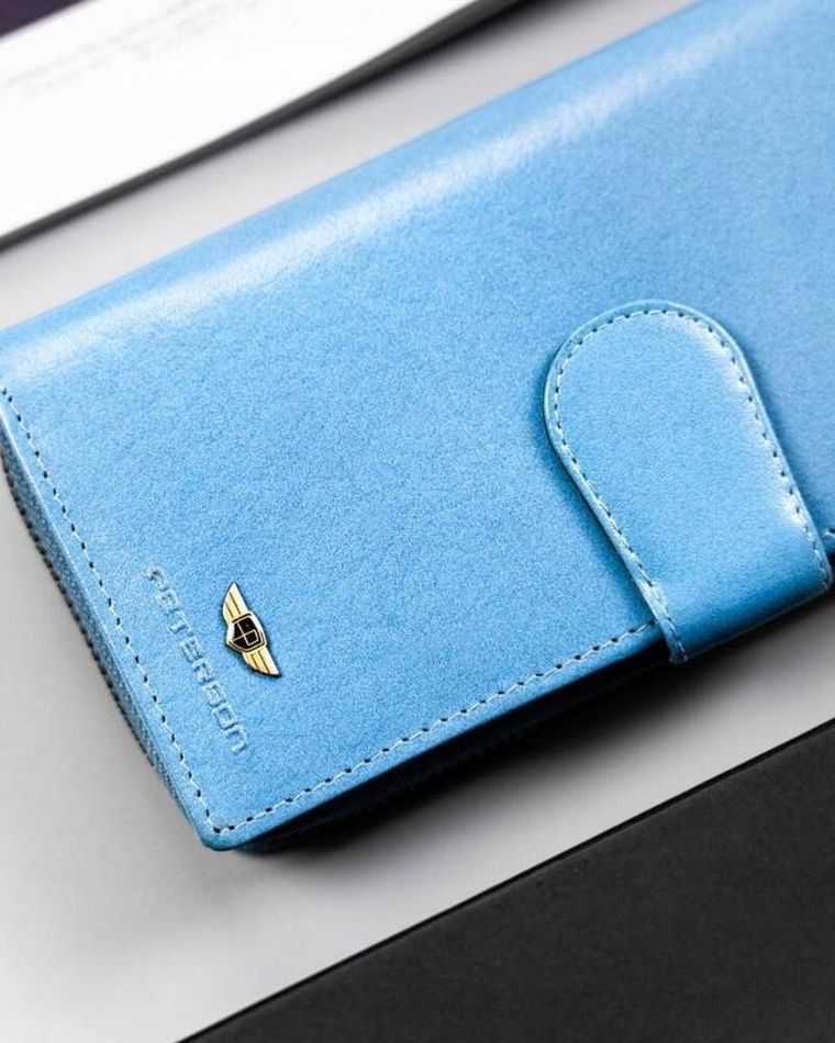 Portfel, niebieski, skórzany, Peterson