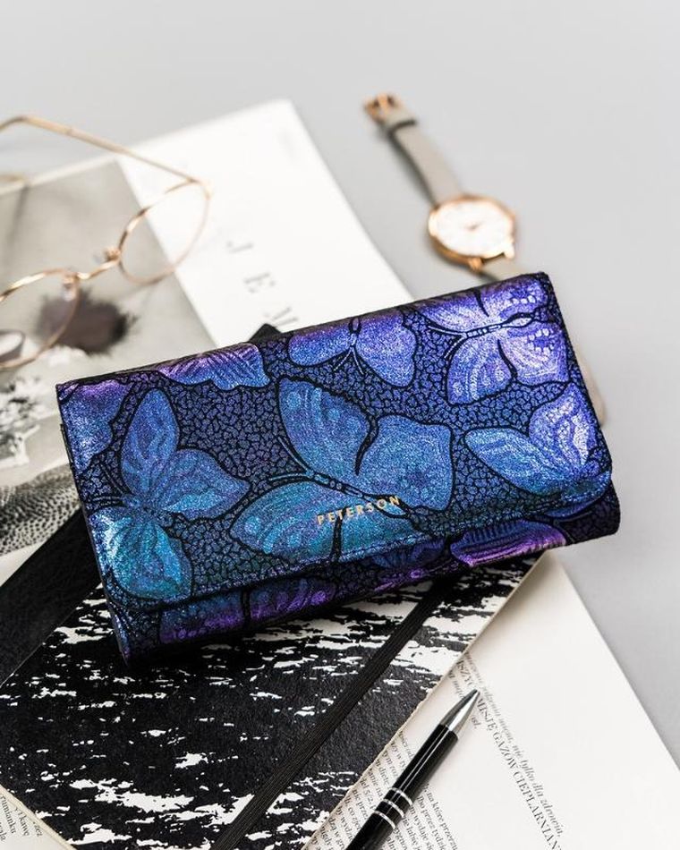 Portfel, niebieski, skórzany, Peterson