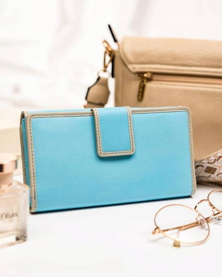 Portfel, niebieski, skórzany, Peterson