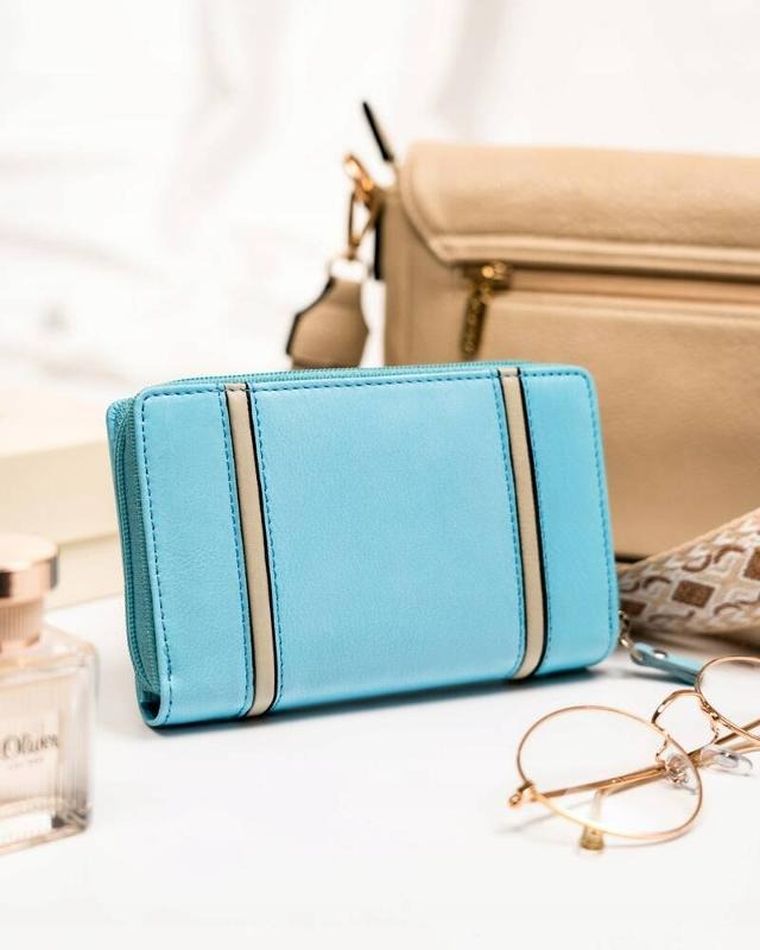 Portfel, niebieski, skórzany, Peterson