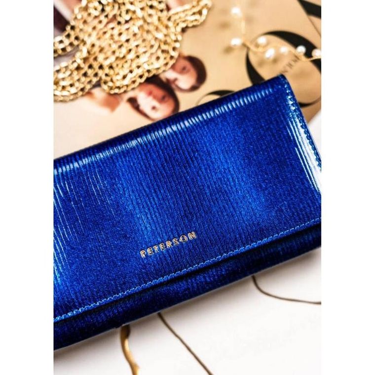 Portfel, niebieski, skórzany, Peterson
