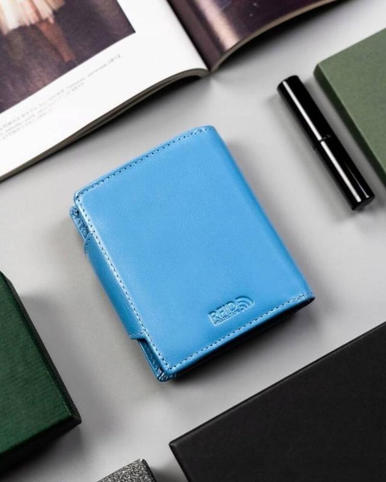 Portfel, niebieski, skórzany, RFID, Peterson