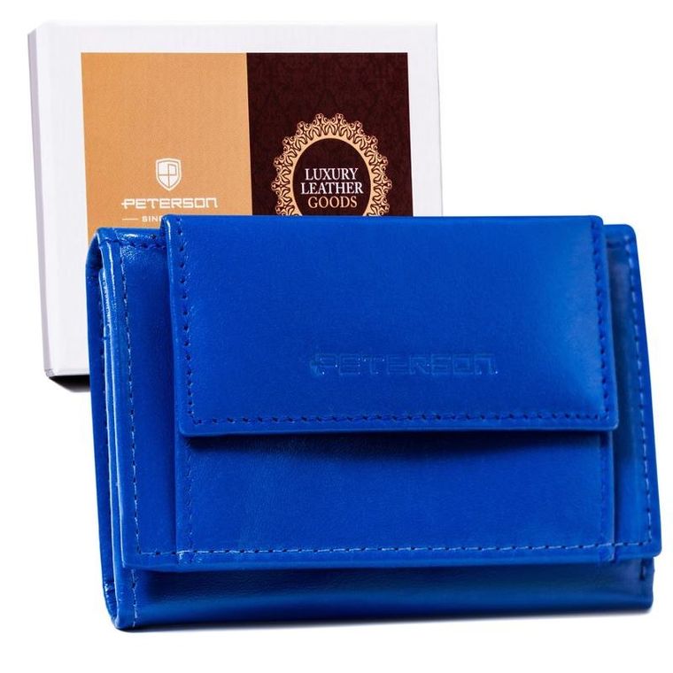 Portfel, niebieski, skórzany, RFID, Peterson