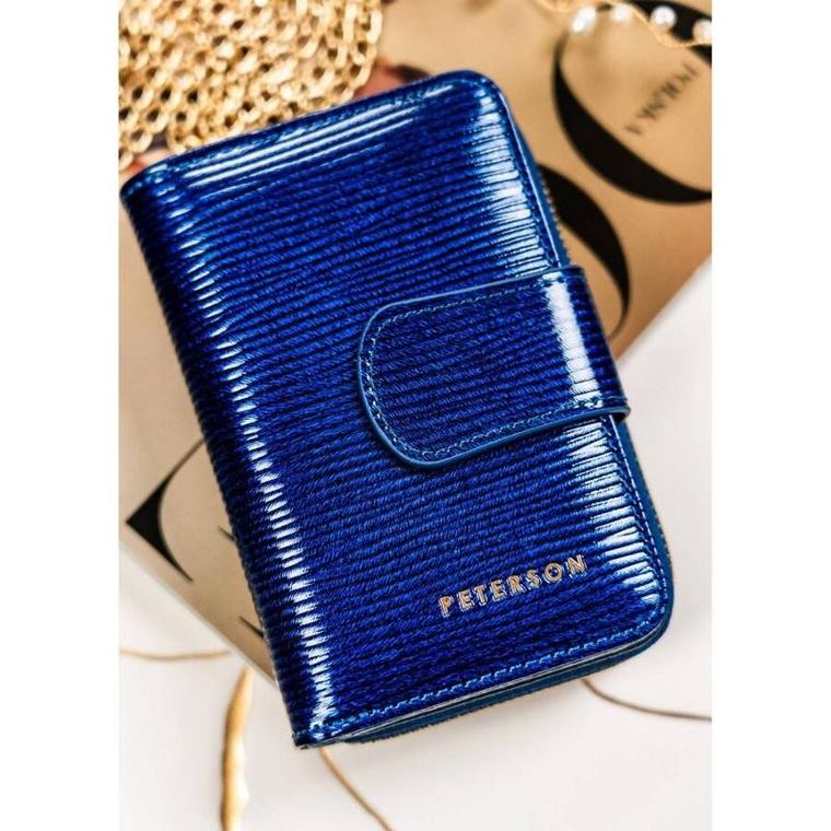 Portfel, niebieski, skórzany, RFID, Peterson