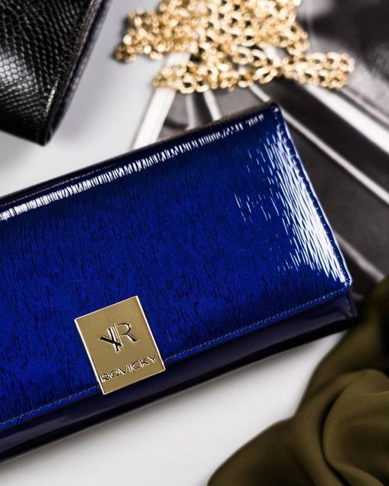 Portfel, niebieski, skórzany, Rovicky